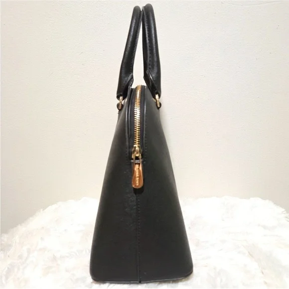 Michael Kors Cindy Large Black Leather Dome Satchel Bag - Like New - Picture 4 of 12